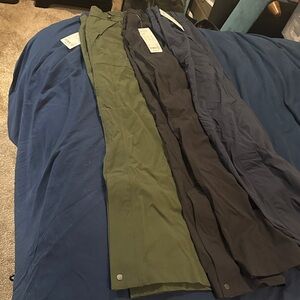 3 pairs Athleta Parachute Trekkie Pants, size L, NWT Black, Navy and Olive
